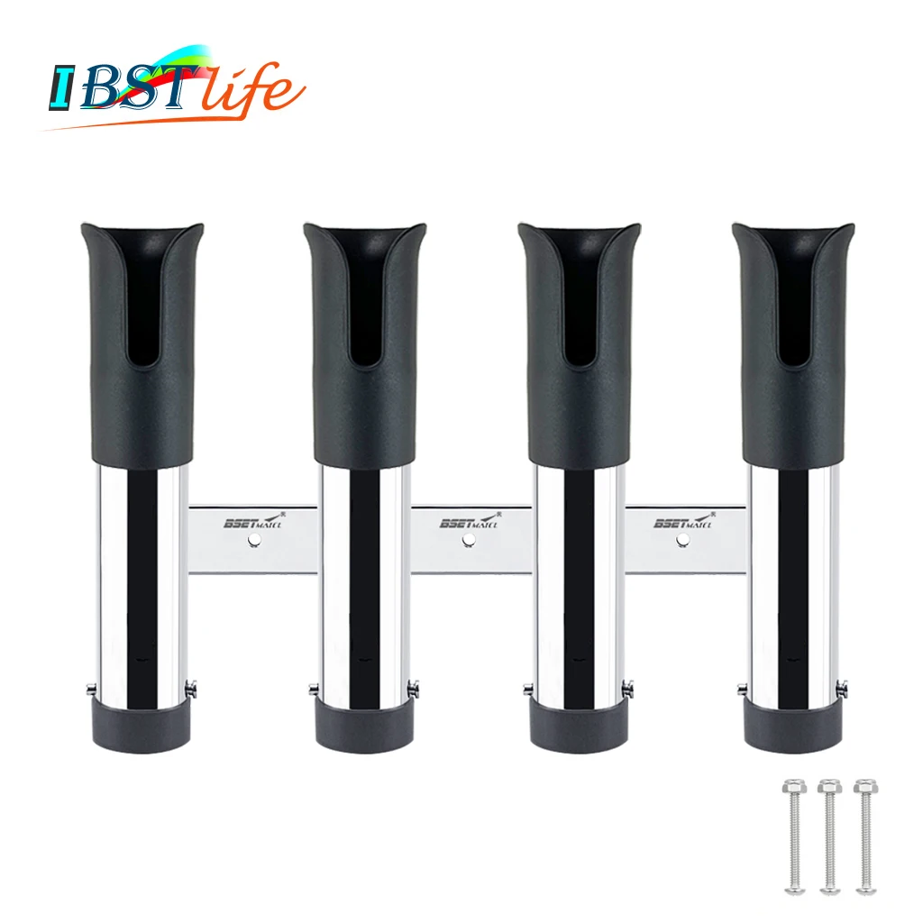 

4 Tubes Link Stainless Steel 316 Slotted Rod holders Boat Fishing Rod Rack Holder Pole Tube Mount Bracket Marine Accessories
