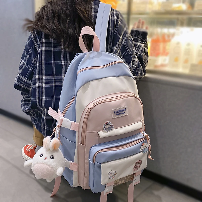 

Fashion Women School Bag Ladies Kawaii Nylon Laptop Backpacks Book Girl Travel Badge Bag Harajuku Female College Backpack Trendy