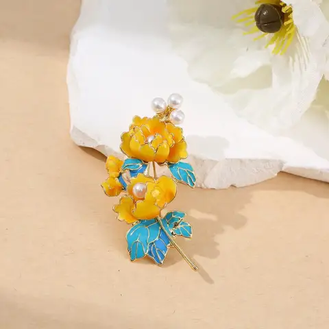 Брошь пион из цинкового сплава