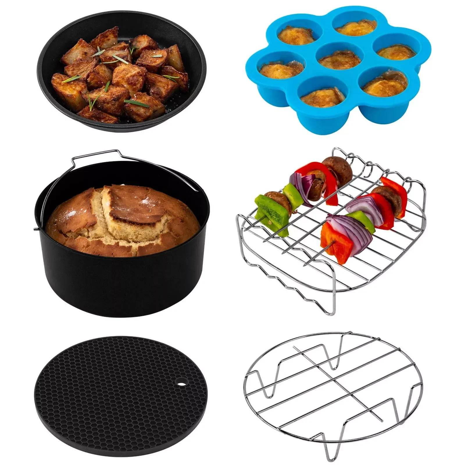 

7 Inch Air Fryer Accessories For Gowise Phillips Cozyna And Secura Fit All Airfryer 3.7 4.2 5.3 5.8qt