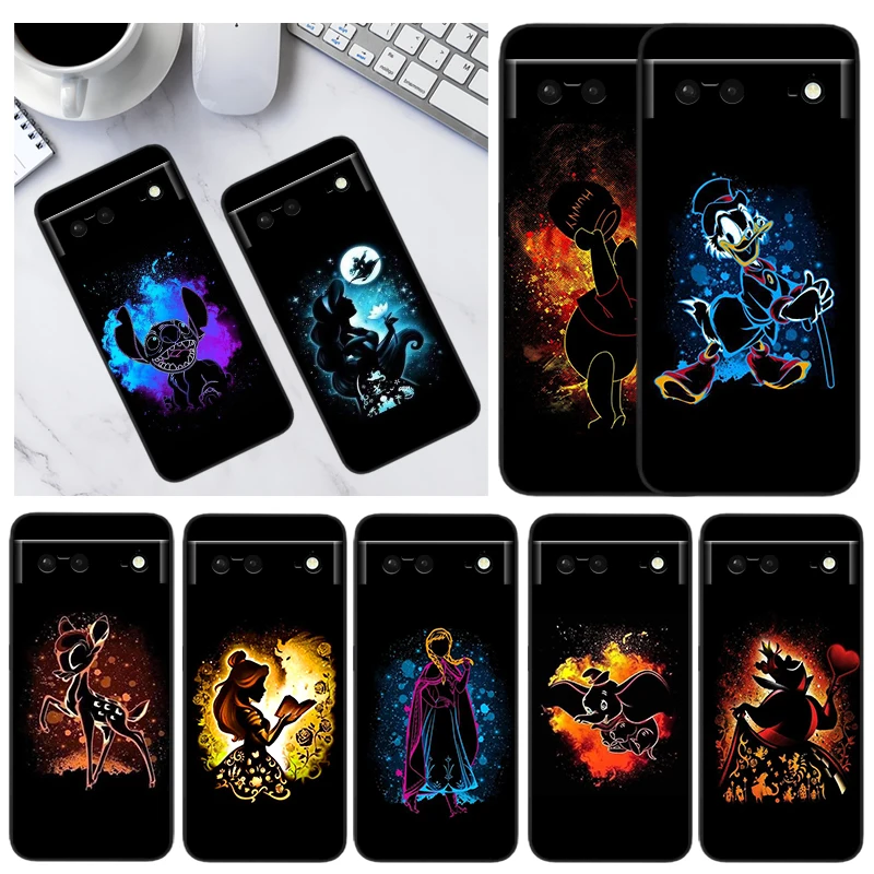 

Disney Anime Stitch Princess Phone Case For Google Pixel 7 6 Pro 6A 5A 5 4 4A XL 5G Black Shell Soft Cover Fundas Coque Capa