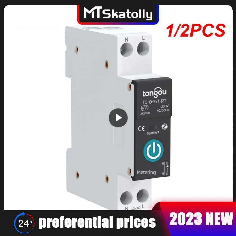 

1/2PCS Tuya ZigBee Smart Switch Circuit Breaker With Metering 1P 63A DIN Rail For Home Smart Home Smart Life/Tuya Smart App
