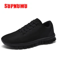 supnumu men casual shoes fashion breathable walking mesh flat shoes man black sneakers men lace up tenis masculinos male shoes
