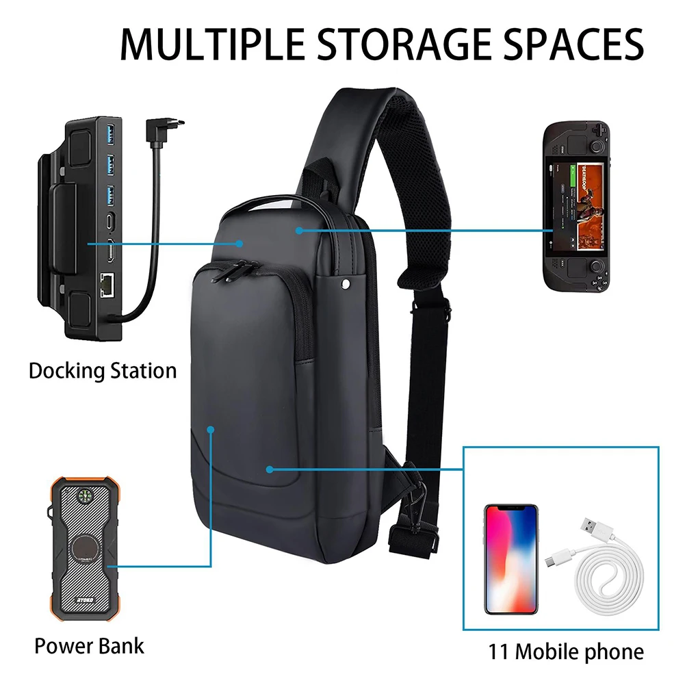 

Многофункциональная сумка через плечо, аксессуары для путешествий, чехол для переноски, регулируемая сумка для игровой консоли, большая ем...