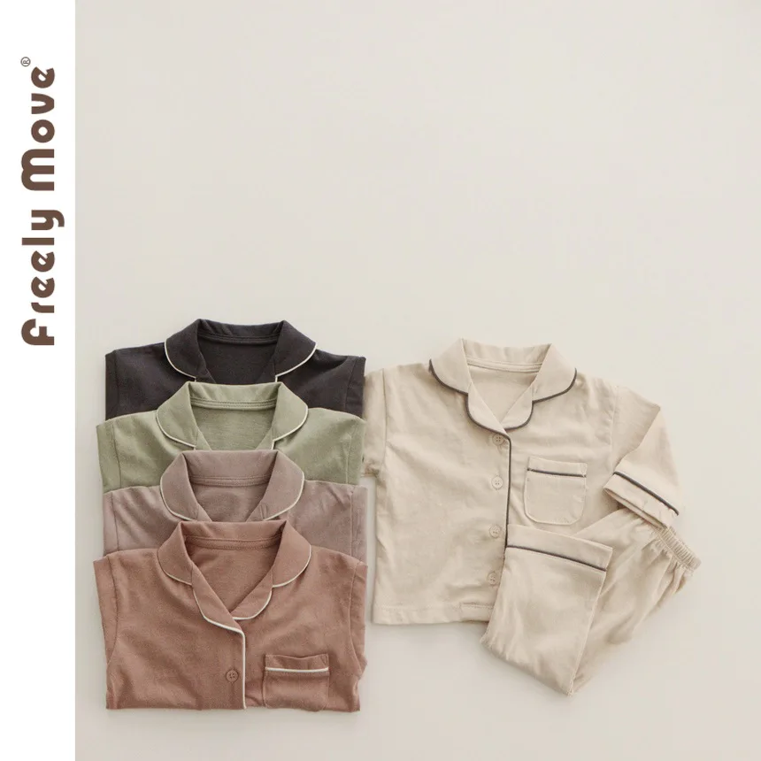 

Freely Move Children Pajamas Set Kids Baby Girl Boys Casual Clothing Lapel Children Sleepwear Pajamas Sets Children Clothing
