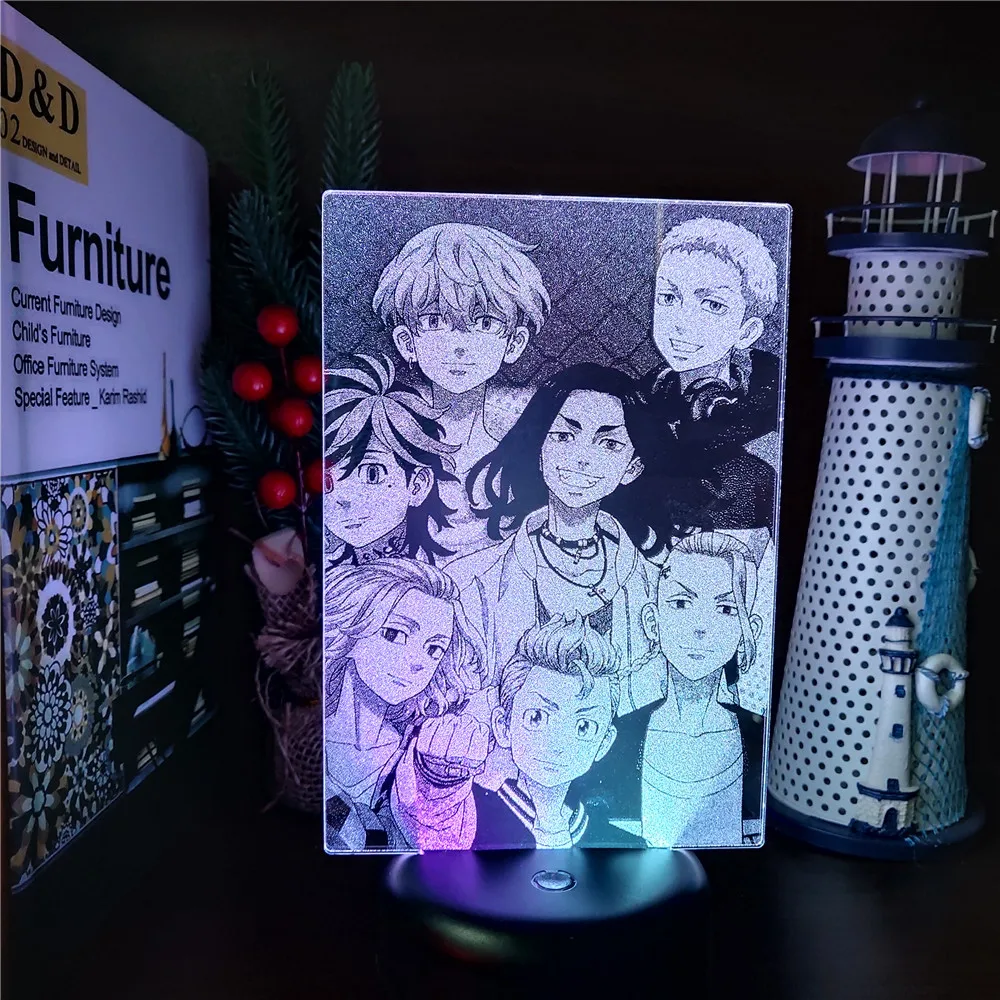 

Anime Tokyo Revengers 3D Lamp Mikey Ken Ryuguji Manjiro Sano Manga Figure LED Night Light for Kids Gift Bedroom Decor Setup Lamp