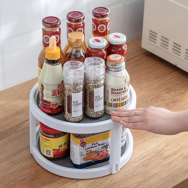 

rotary seasoning rack storage rack single-layer kitchen seasoning bottle fruit tray sorting storage rack kitchen storage