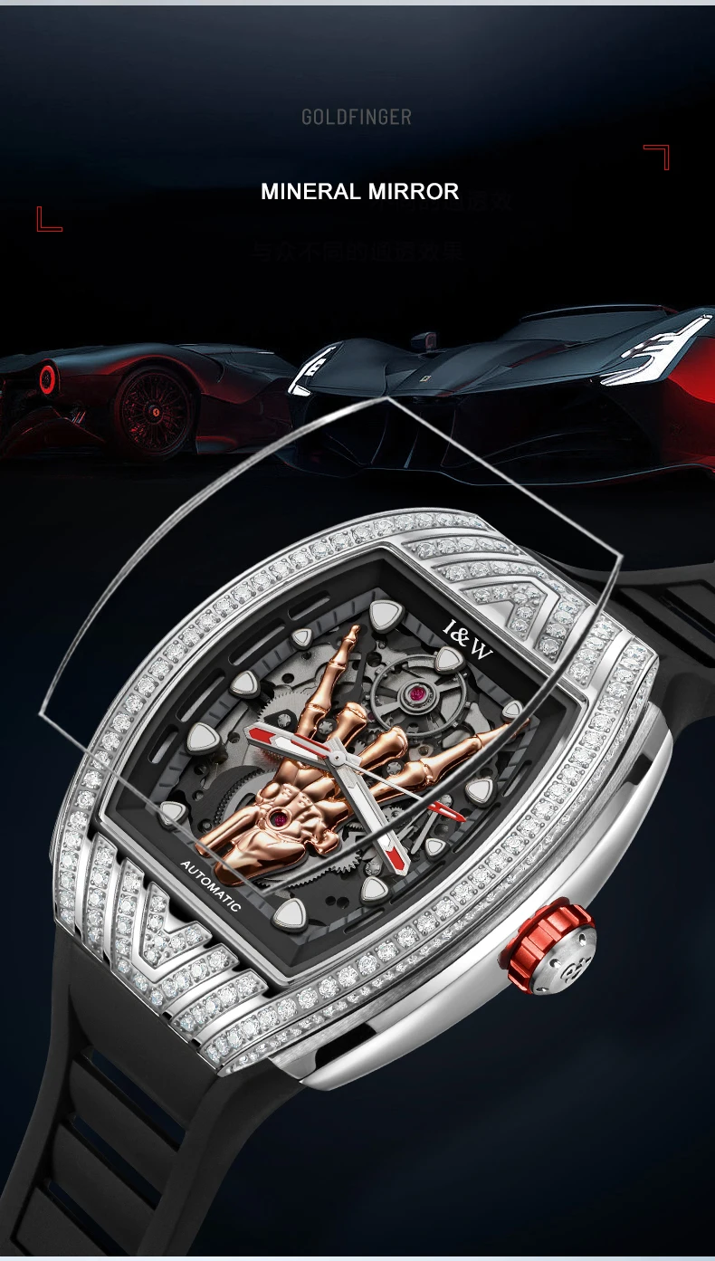 Мужские автоматические часы I &amp W 43 мм роскошные механические наручные