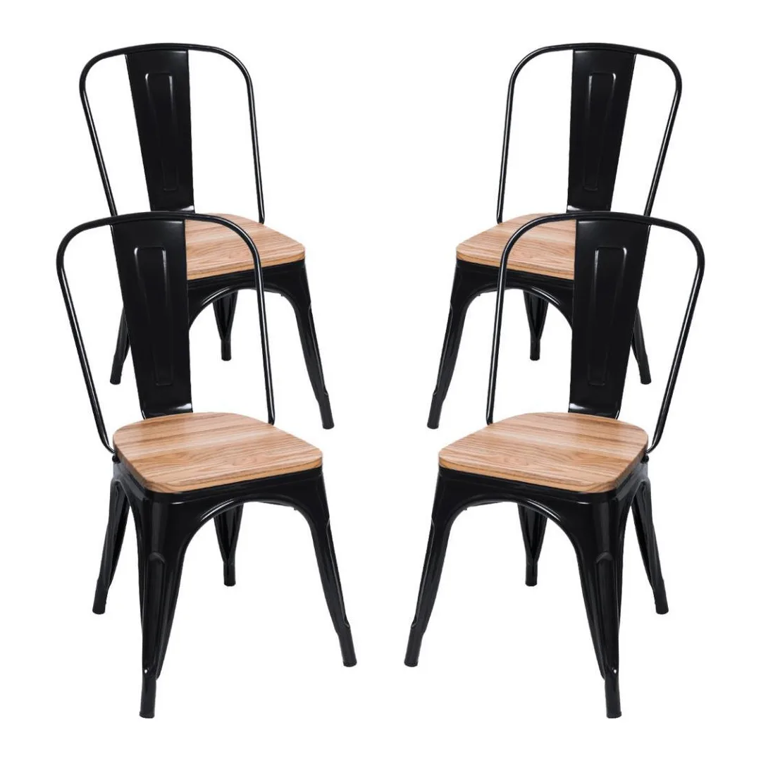 Комплект из 4 стульев сиденье натурального дерева Talix |