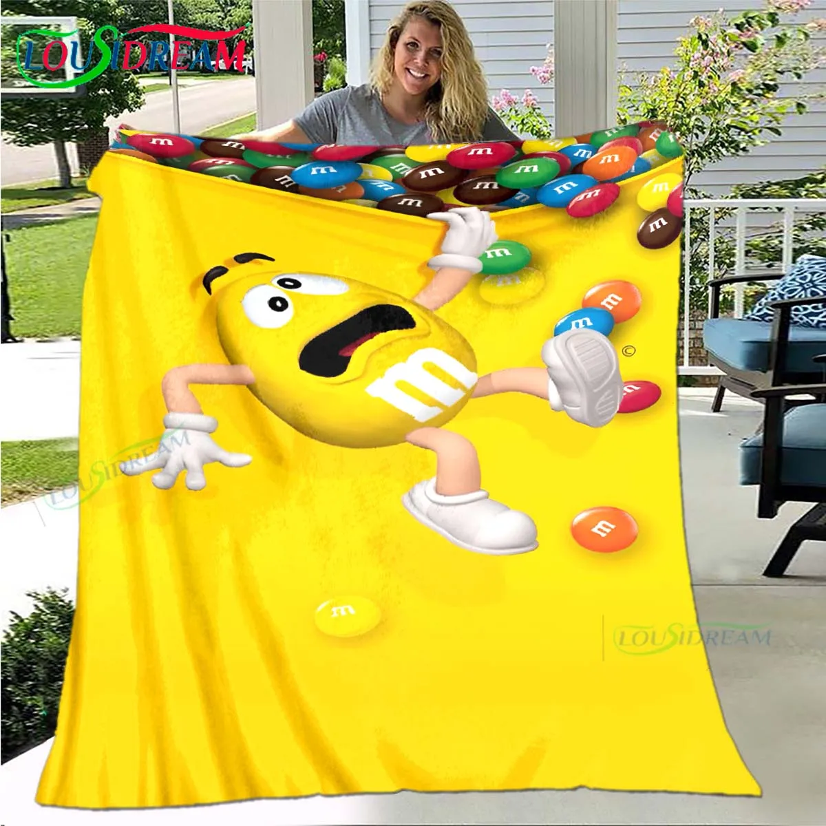 Фото Модное одеяло с шоколадным логотипом M & M, тонкое фланелевое одеяло со звездами, портативное одеяло для дома, путешествий, офиса, обеденного перерыва, подарок №1