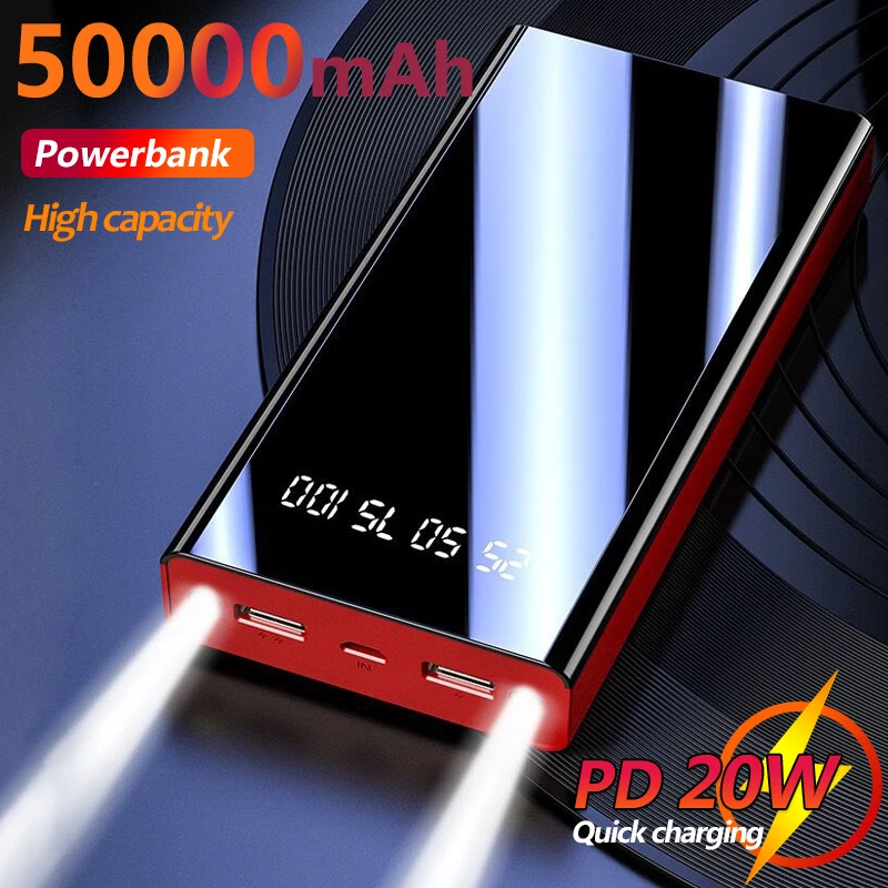 

50000mAh Portable Power Bank with Digital Display Flashlight Micro Usb Fast Charge External Battery for Xiaomi Samsung IPhone