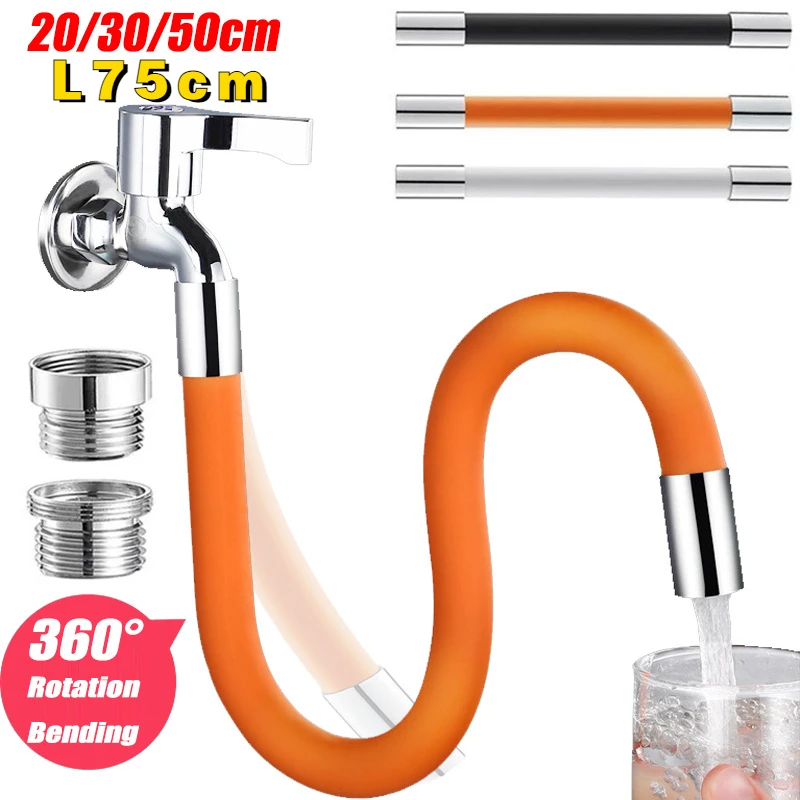 

20/30/50/75cm Kitchen Faucet Extension Hose Bathroom 360 ° Rotary Curved Faucet Extender Wash Basin Faucet Filter Extension Pipe