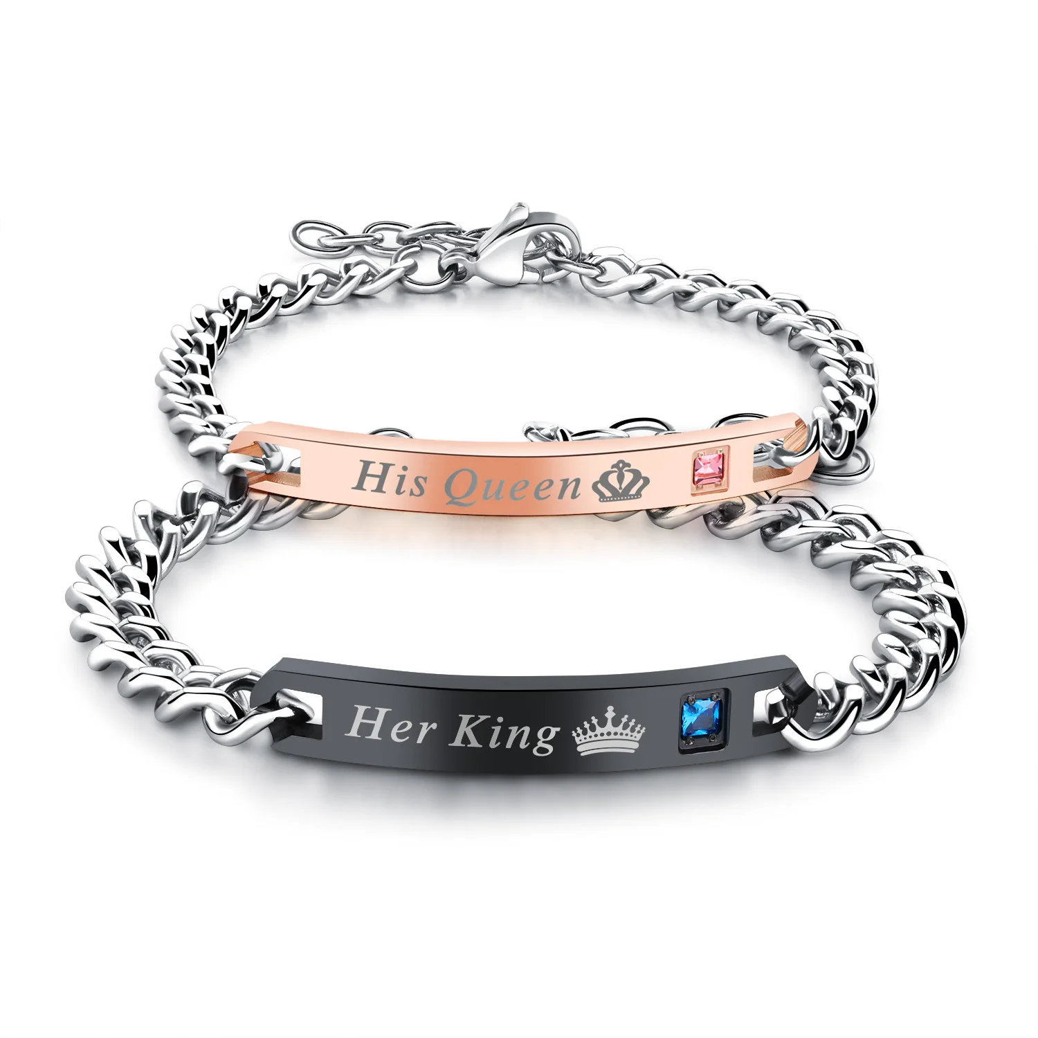 

Couple Bracelet Stainless Steel Women's Bracelet Men's Bracelet Titanium Steel Rose Gold Plated Bracelet Lettering Gift Jewelry