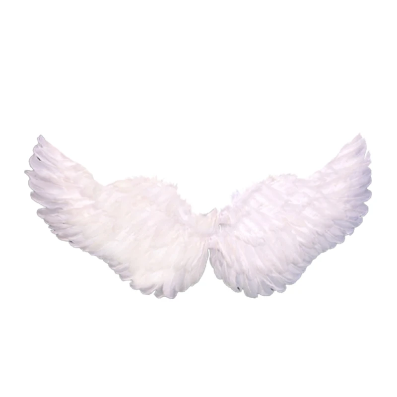 

M2EA Festive Party Angel Wings Suitable for Men Women Natural Feather Decorative Wings Adult Angel Wing with Elastic Straps