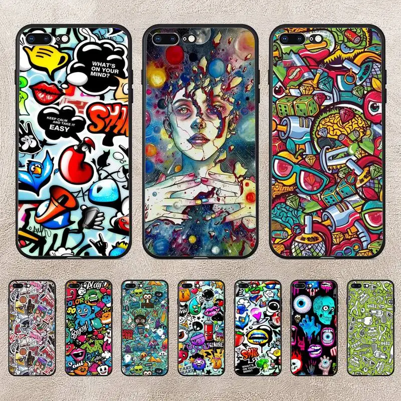 

Street Fashion Stickers Phone Case For Huawei Y5 Y62019 Y52018 Y92019 Luxury Funda Case For 9prime2019