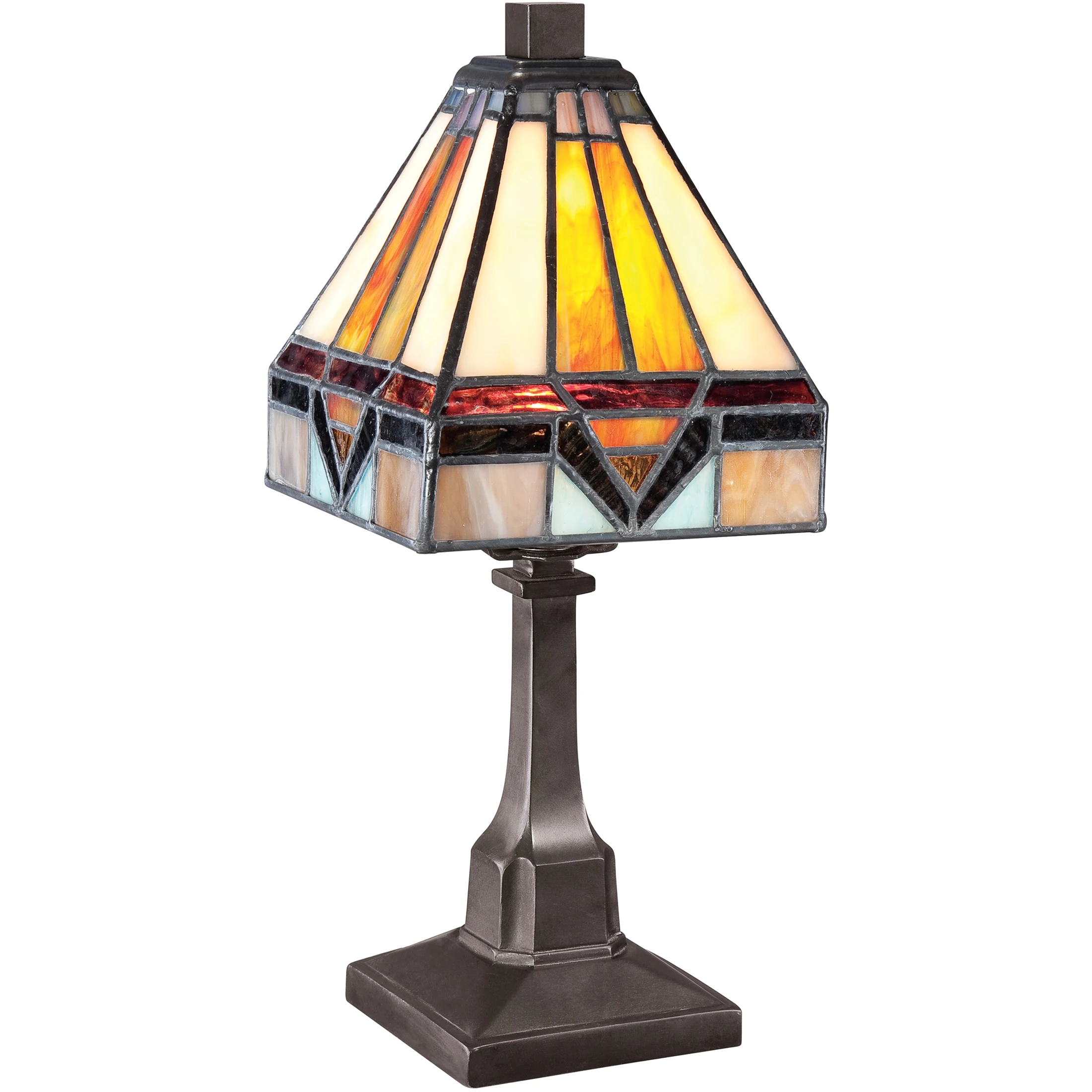 

HMTX TF1021TVB Holmes Mini Tiffany Table Lamp, 1-Light, 25 Watts, Vintage Bronze (12" H x 5" W)