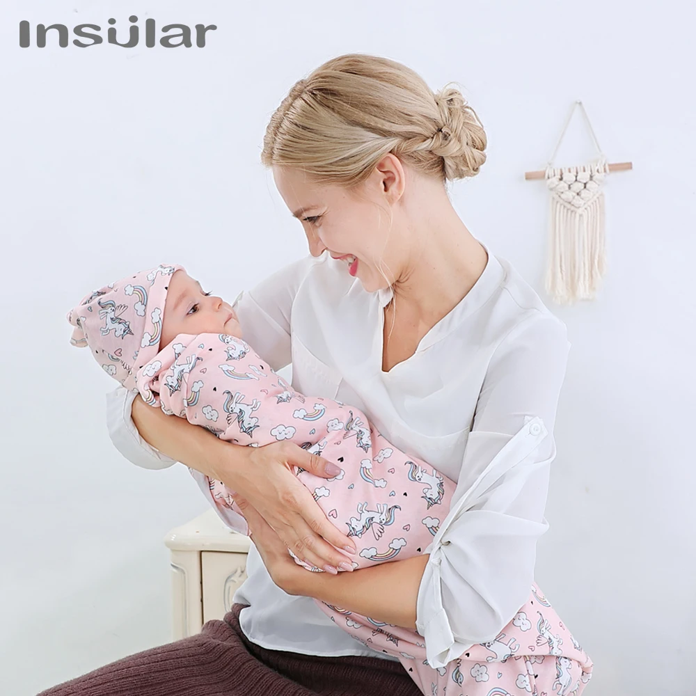 Insular Baby Sleeping Swaddle New Cartoon Infant Cotton Baby Swaddling Wrapped Blanket Newborn Baby Bath Towel 92*92cm