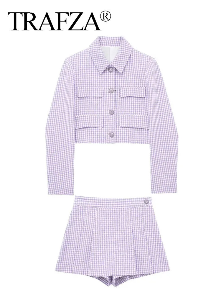 

Женский твидовый блейзер в клетку, с завышенной талией