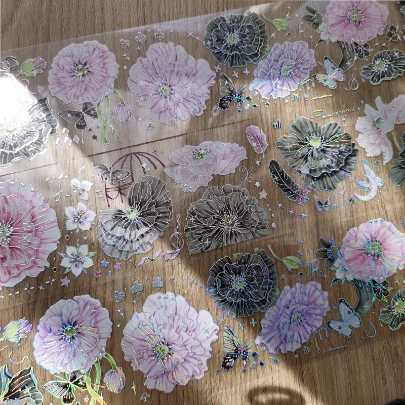 10 Meter Shiny PET Tape Flower Journal Washi Decoration Collage