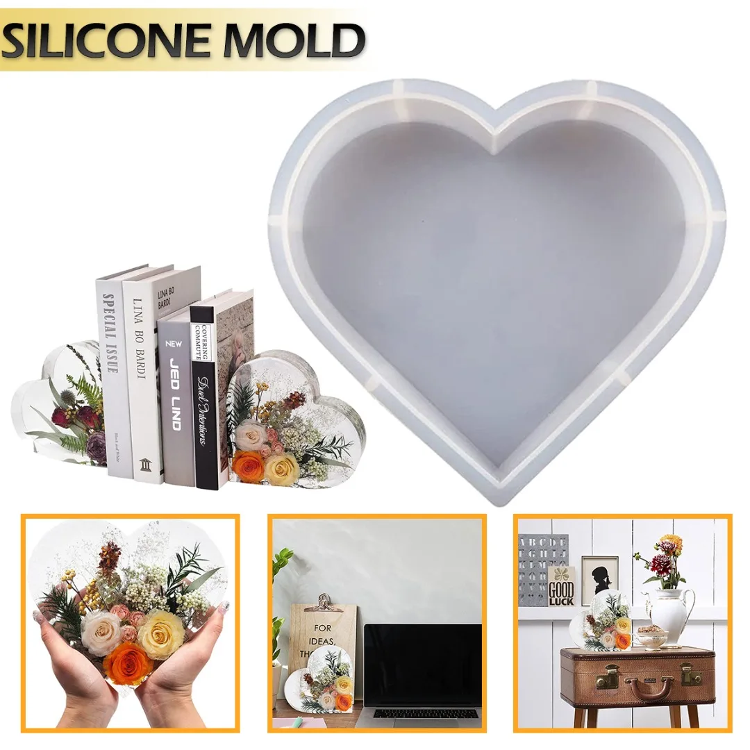 Декор для дома и рабочего стола ручной работы, украшение «сделай сам», кристаллы, любовь, сердце, зеркальные подставки для книг, силиконовая форма, форма для сохранения цветов