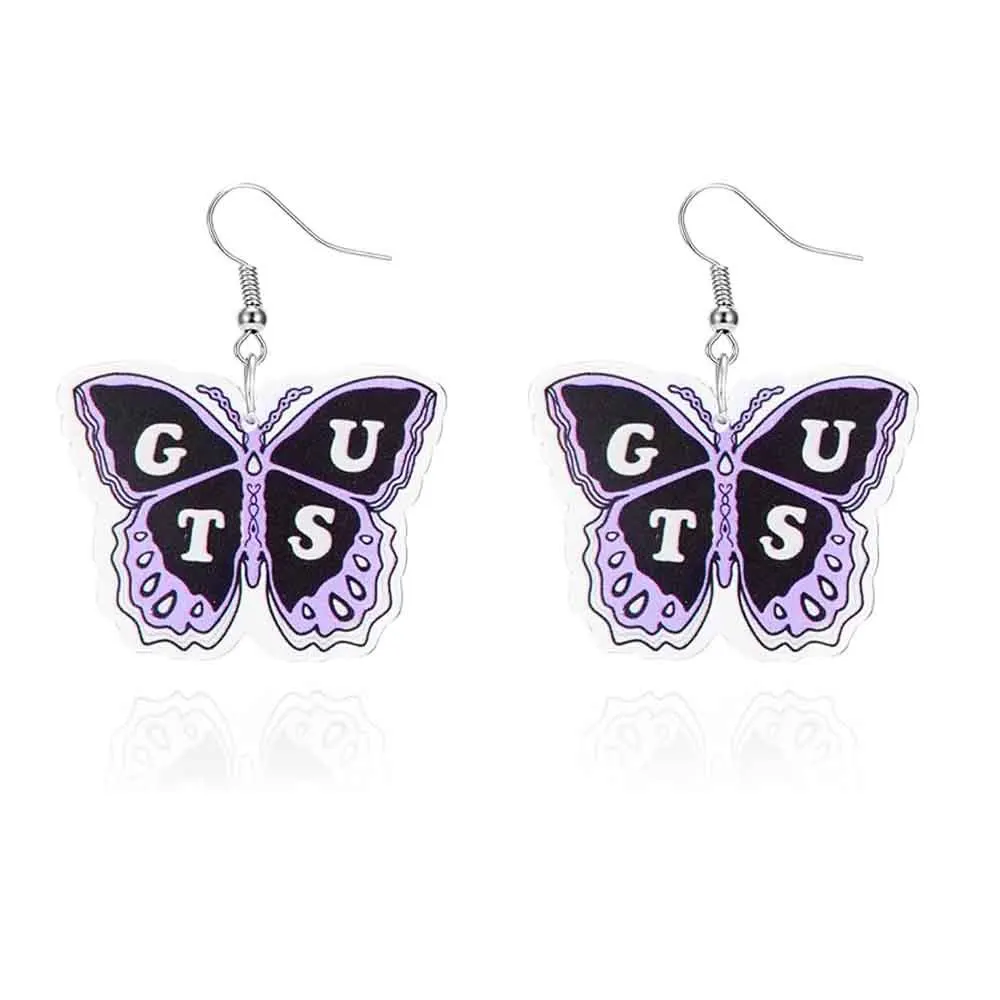 Витые серьги акриловые в виде фиолетовых бабочек для женщин девушек фанатов