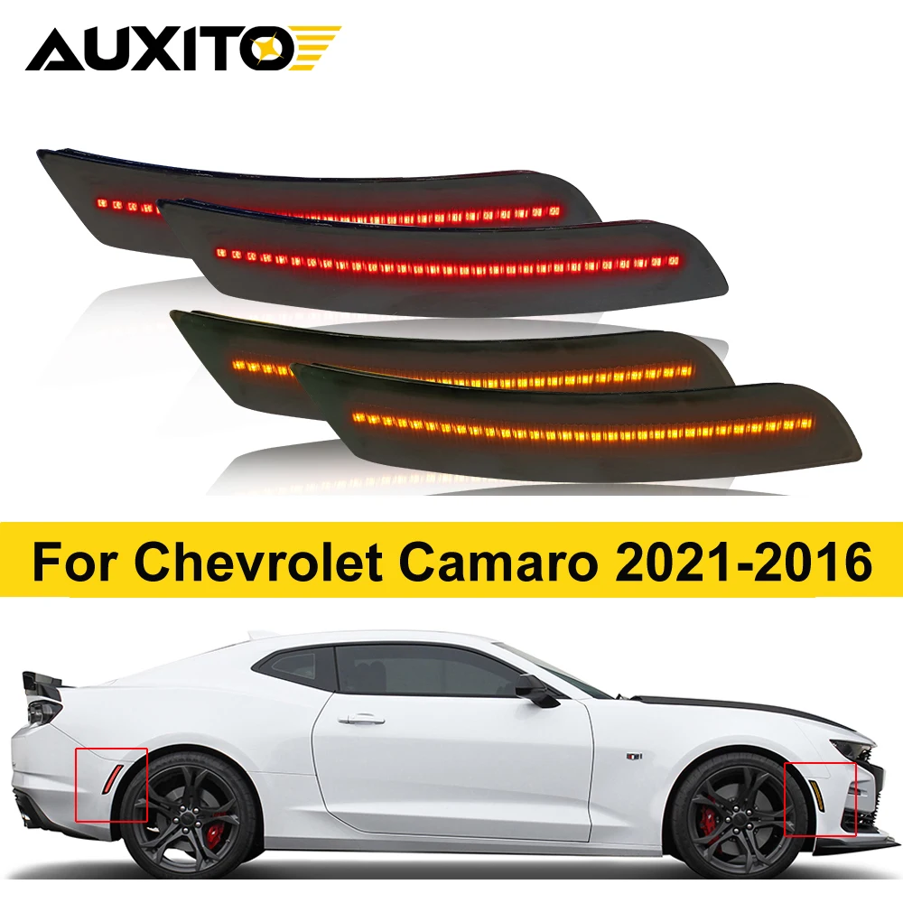 4Pcs Front Rear LED Side Marker Light for Chevrolet Camaro 2016 2017 2018 2019 2020 2021 Turn Signal Lamp White Amber Red