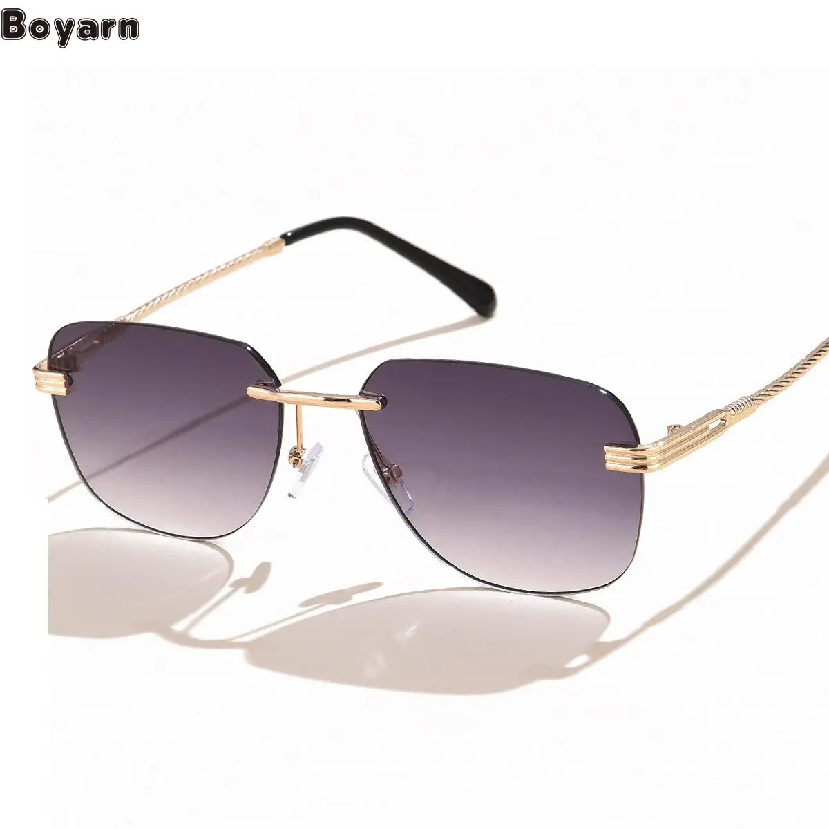 

Женские солнцезащитные очки без оправы Boyarn в стиле стимпанк, металлические трендовые градиентные солнцезащитные очки, мужские солнцезащитные очки для уличной фотосъемки