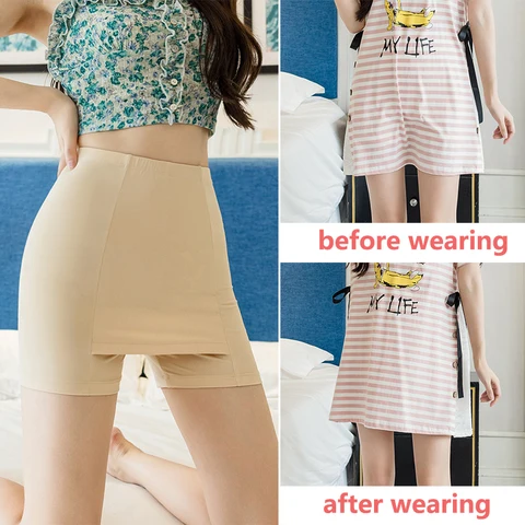 New Ijs Zijde Hoge Taille Veiligheid Broek Boxer Vrouwen Dunne Slimming Vrouwen Zomer Shorts Dubbele Laag Naadloze Rok Shorts
