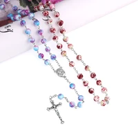 new trend fanspotted flower rosary cross necklace virgin mary center accessories christian church jewelry accessories