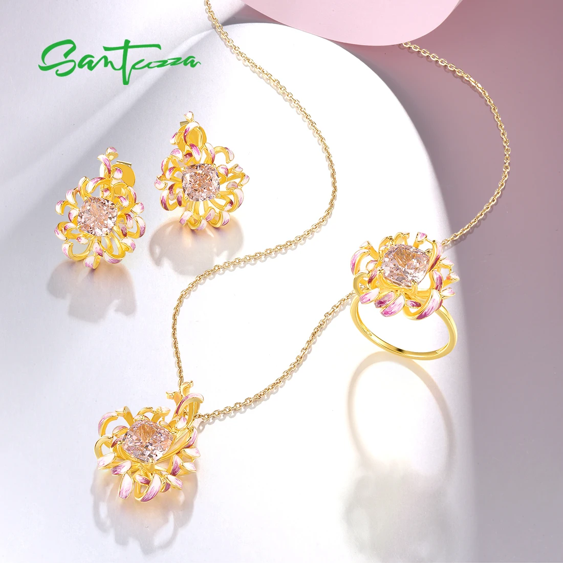 SANTUZZA комплект ювелирных изделий для женщин стерлинговое серебро 925 пробы розовый