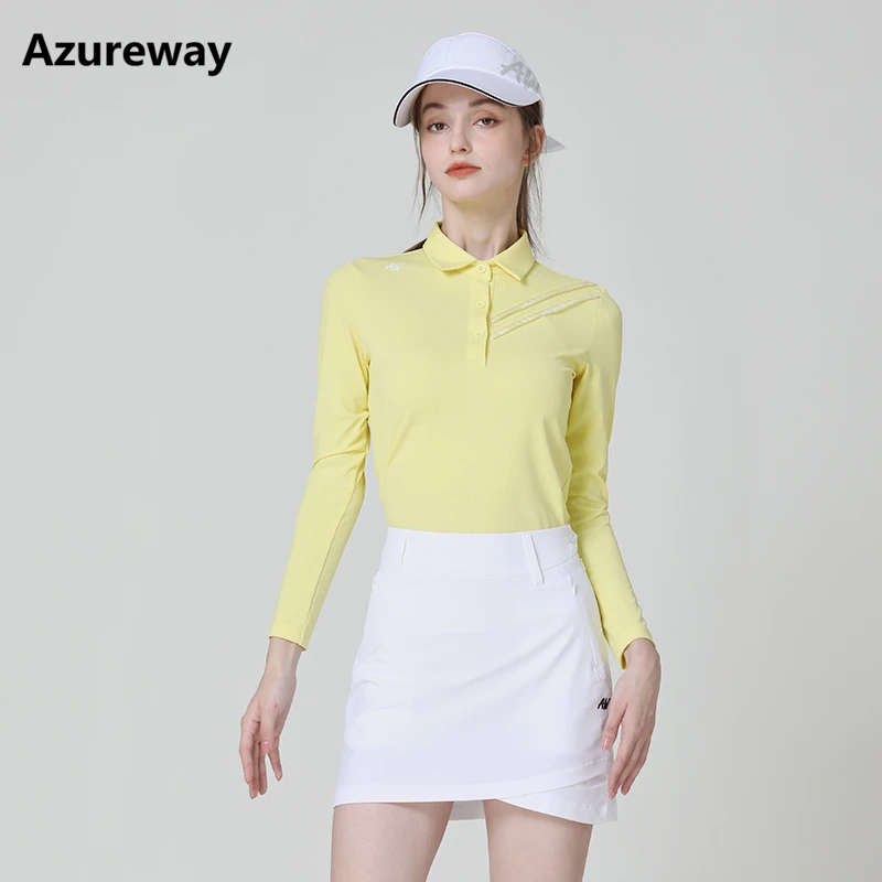 Azureway Golf costume women's autumn and winter simple long sleeved T-shirt ladies golf tops short skirt sports clothing