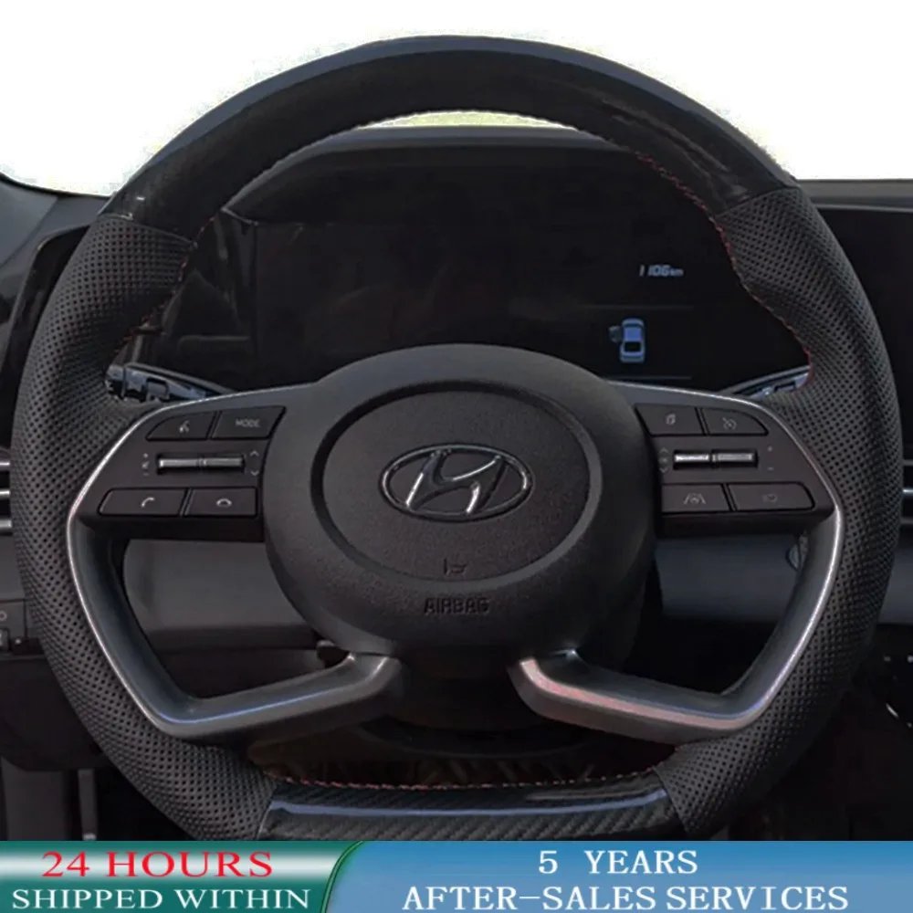 

Car Accessories Customized Car Steering Wheel Cover Carbon Fiber For Hyundai Elantra 7th 2021 Sonata 10th 2020 Car Accessories