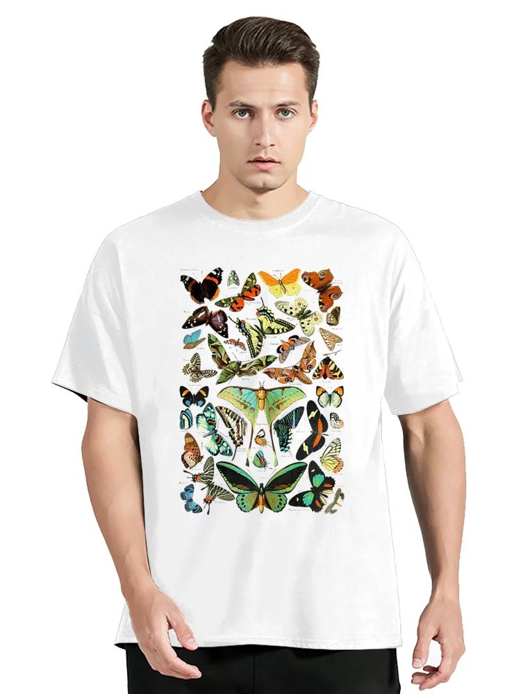 Майка из манги для мужчин и женщин Camisa de algodón con diseño mariposas botánicas ropa Vintage