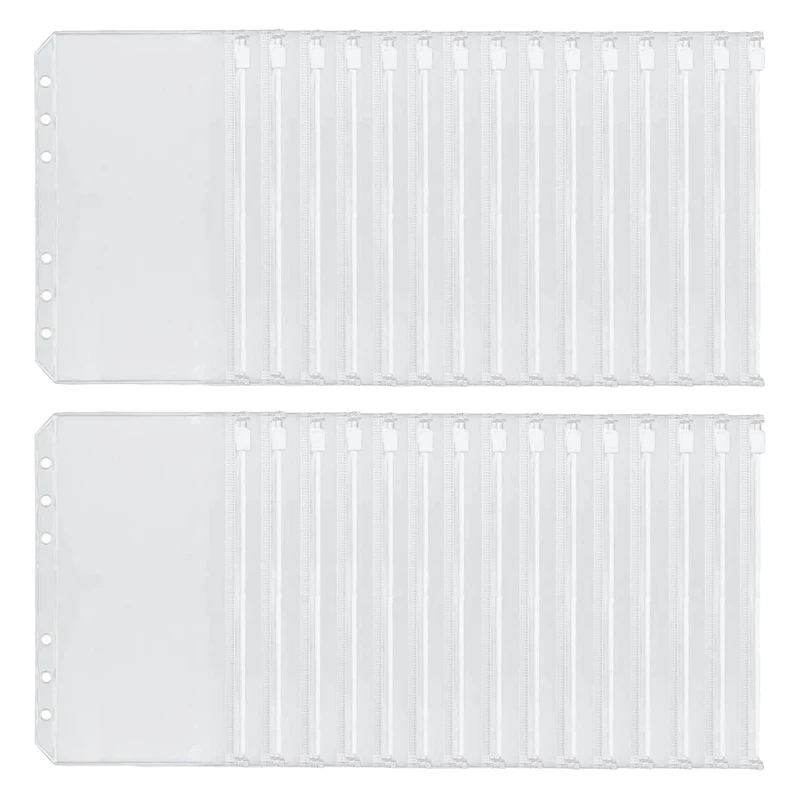 

A6 6-Holes Binder Pockets Waterproof PVC Cash Budget Envelopes Zipper Binder Pouches For A6 Notebook Binders