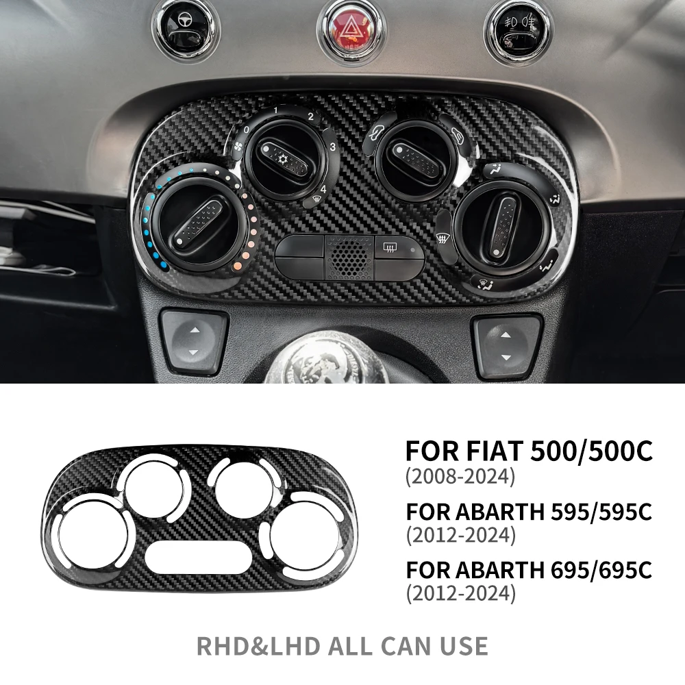 

Настоящая сухая наклейка из твердого углеродного волокна для Abarth 595 695 595C 695C 2012-2024/Fiat 500 2008-2024 LHD RHD Автомобильная ручная климатическая рамка