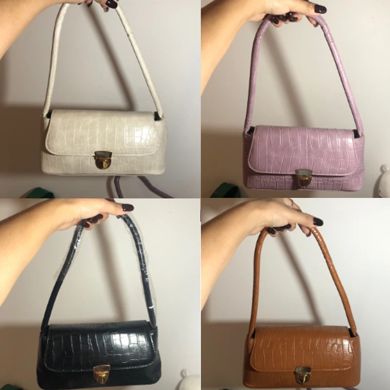 2023 New Shopping Bag Retro Casual Lady Underarm Handbag Stone Pattern Shoulder Bag Female Leather Solid Color Chain Female Bag