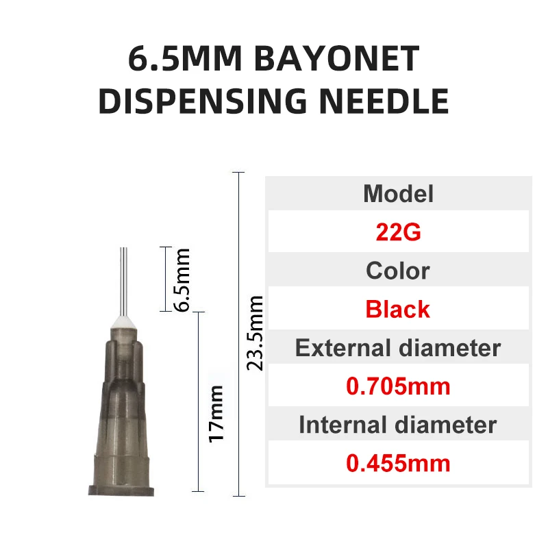 

100 шт., 16-27 г, 6,5 мм, байонетная дозирующая машина, байонетная игла для всех клеев, жидкой припой, паста, дозатор клея, игла