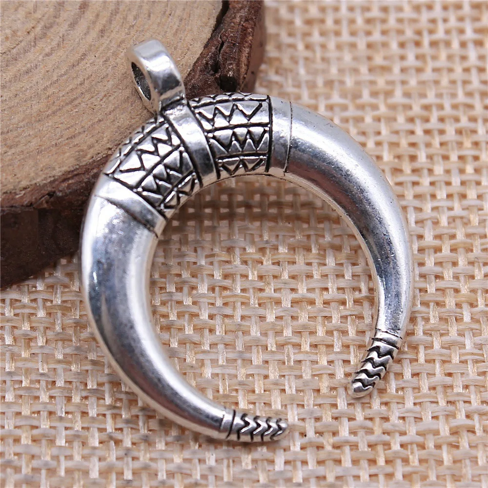 5Pcs 34x27mm Antique Silver bronze Color Horns Charm Crescent Moon Charms Pendant Jewelry Making DIY Jewelry for Accessories