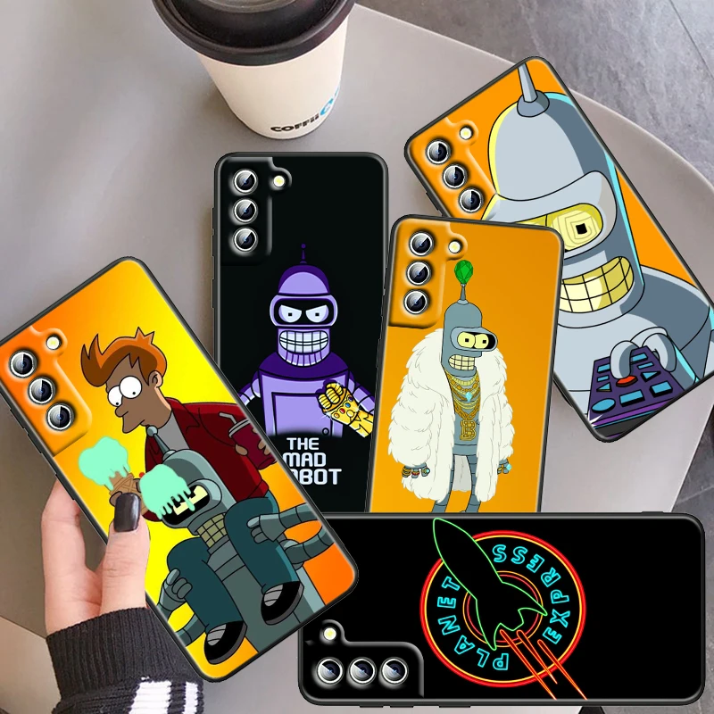 

Disney Futurama Bender Art Case For Samsung Galaxy S22 S21 S20 FE S10 S10E S9 S8 Plus Ultra Pro Lite S7 Edge Black Phone Cover
