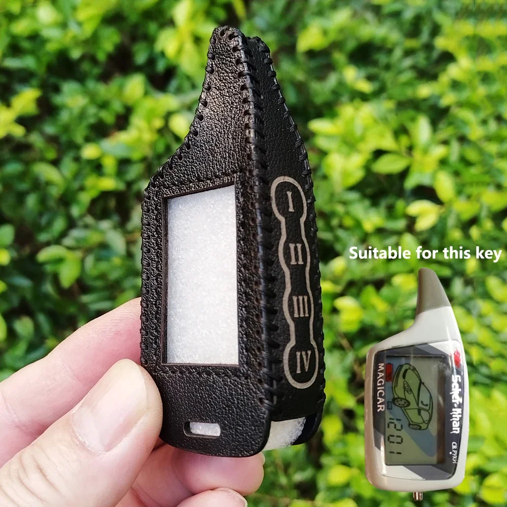 

4-кнопочный пульт дистанционного управления, кожаный чехол с двусторонней автомобильной сигнализацией, ЖК-дисплей 2015, чехол для ключей, чехол для M5/6/9 Scher-khan Magicar 5