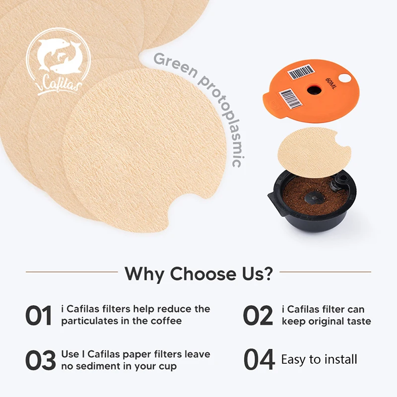 20/50pcs Disposible Paper Filter for Reusable Coffee Capsule Protect from Block Keep Capsule for Cleaning