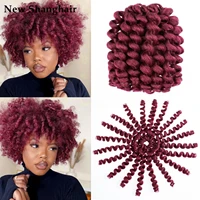 new shanghair wand curl hair 8inch jamaican bounce synthetic crochet twist braids hair extension 20strandspack ns08