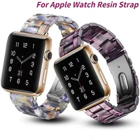 resin strap for apple watch 45mm 44mm 42mm 41mm 40mm 38mm women metal bracelet wristband for iwatch series 7 6 5 4 3 se correa