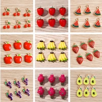 10pcslot mix enamel fruit charms for jewelry making banana cherry apple charms pendants for diy earrings necklaces craft supply