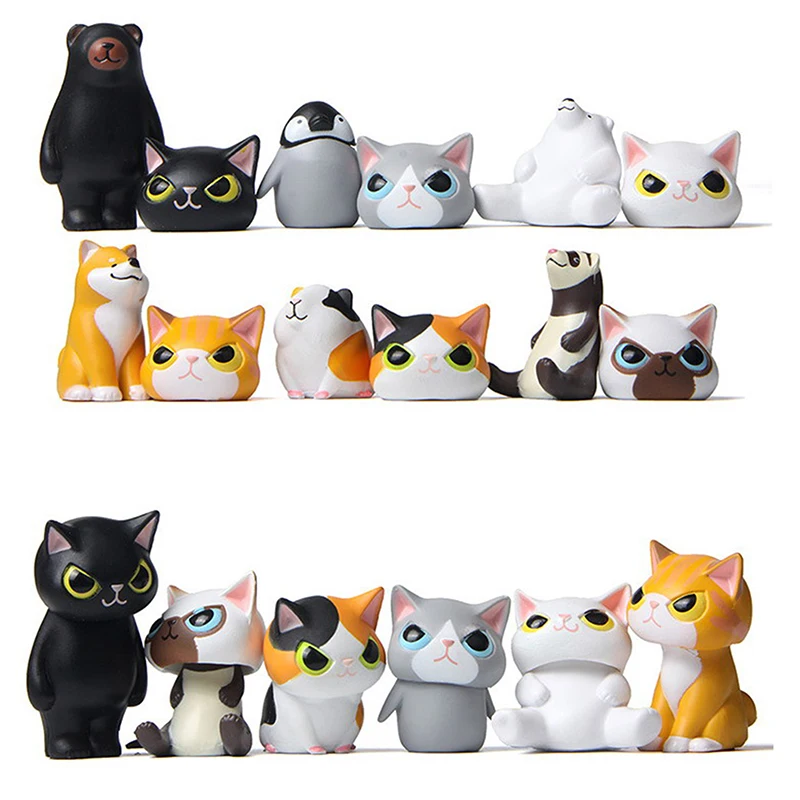 

1x Cartoon Pretend Cat Model Small Statue Car Pendant Crafts Figurine Microlandscape Model Ornament Desk Garden Decor Toy