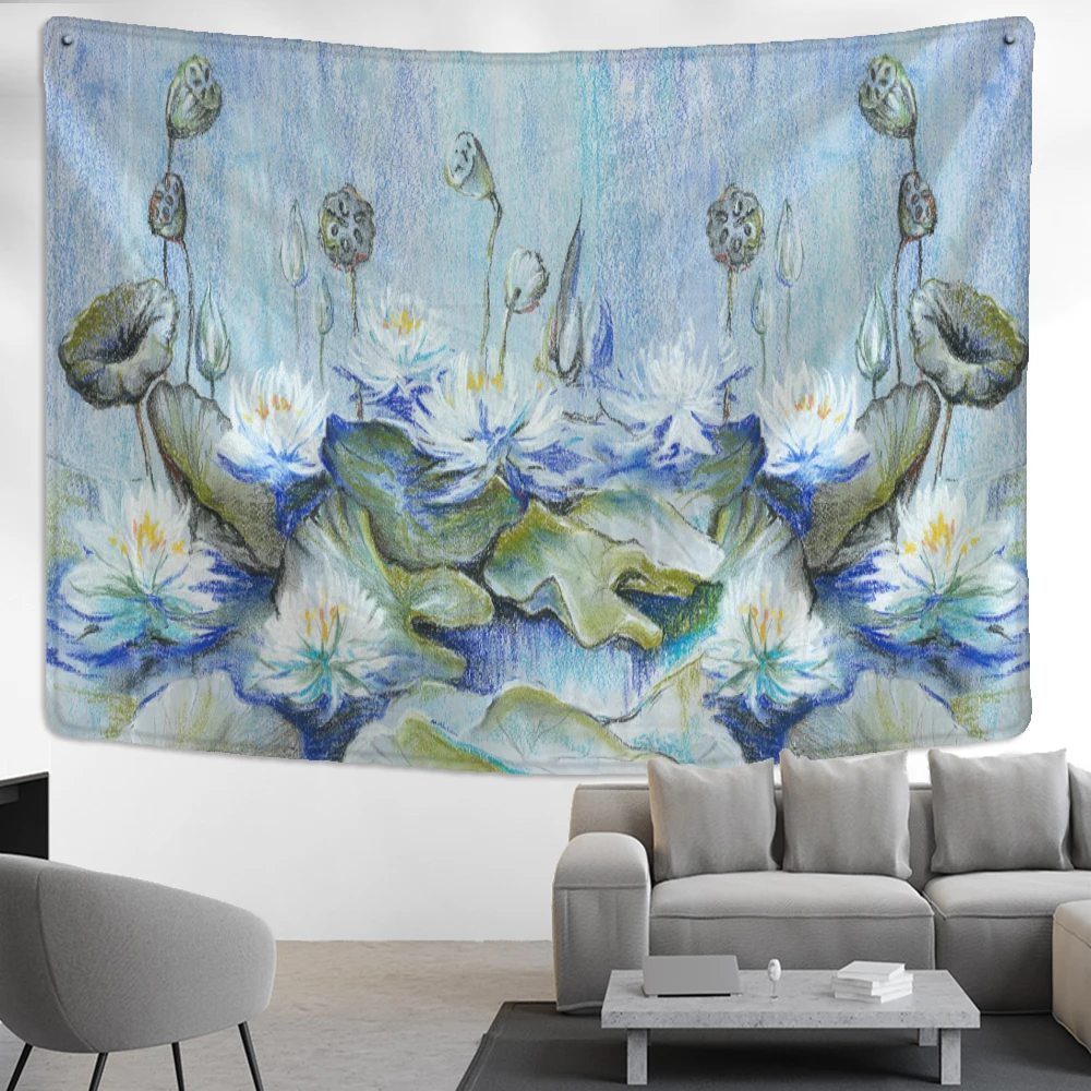 Картина маслом синего цвета Настенная картина хиппи тапиз искусство живопись