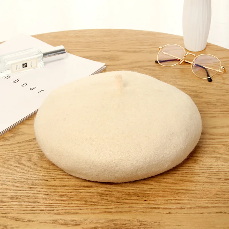 Модные женские повседневные круглые шерстяные береты Ins зимние шапки для