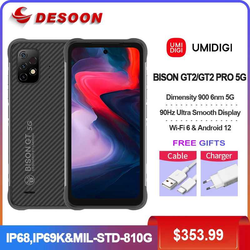 

Смартфон UMIDIGI BISON GT2/GT2 PRO, прочный, IP68, 900 дюйма, FHD +, тройная камера 64 мп, 6,5 мАч, NFC, две SIM-карты