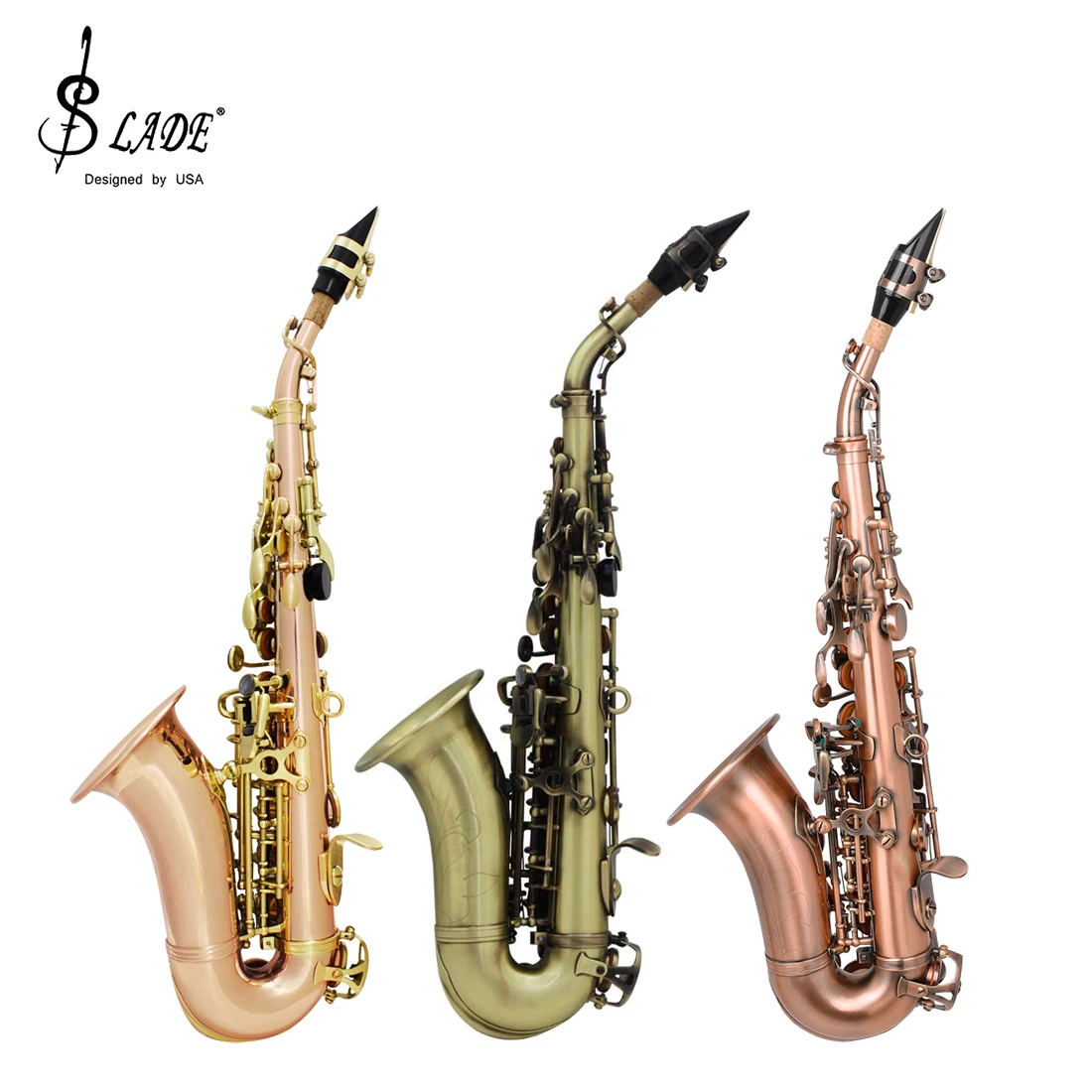 SLADE Bb Сопрано-саксофон морской корпус B плоские изгибы набор саксофонов с