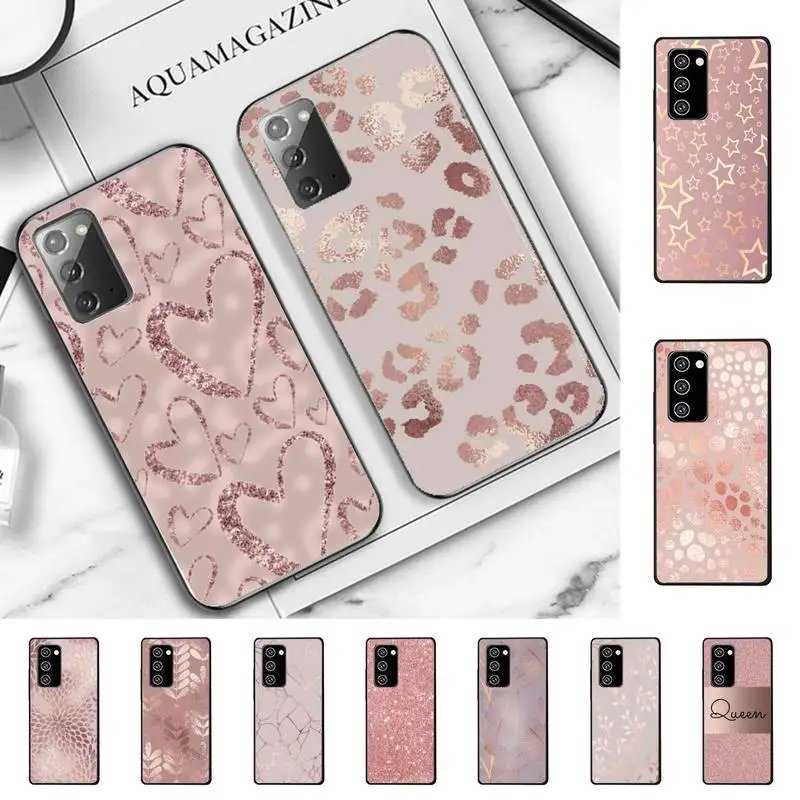 

Gold Pink Rose Glitter Hearts Phone Case for Samsung Note 5 7 8 9 10 20 pro plus lite ultra A21 12 72